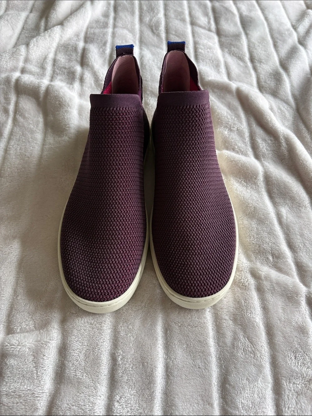 Rothy's Chelsea Slip-On Sneaker Boot in Berry Plum